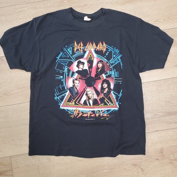 Vintage 80s Mens XL Def Leppard Hysteria 1988 Tour Double Sided T-Shirt Rock Tee - Picture 1 of 13